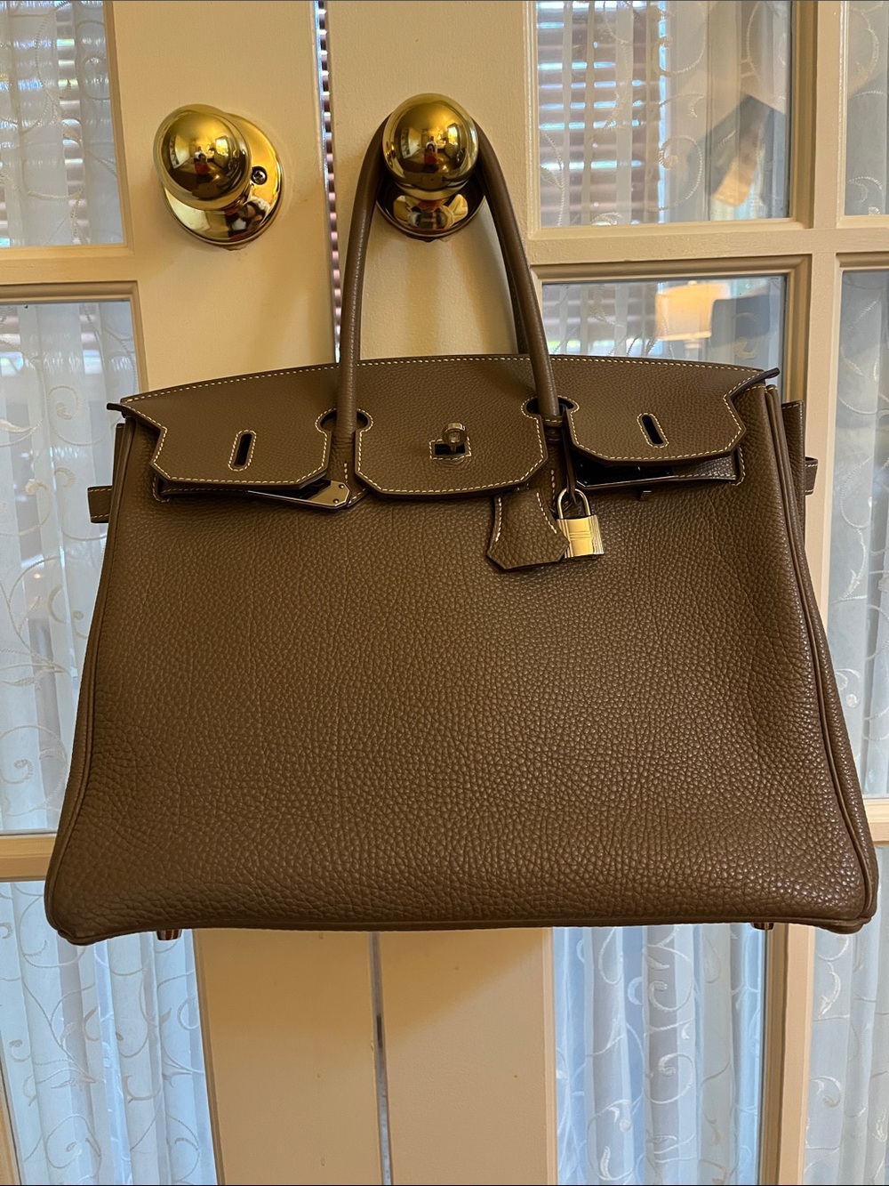HERMES Etoupe Togo Birkin - taupe